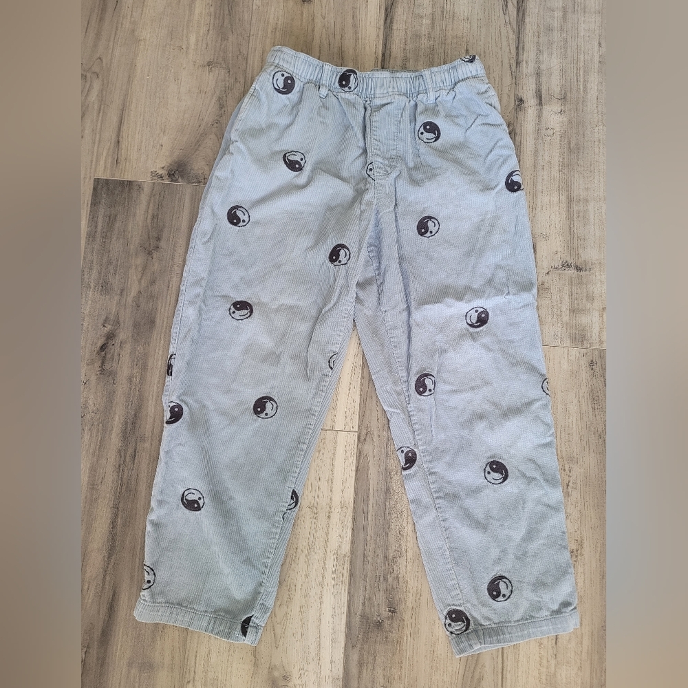 Urban Outfitters Men's Corduroy Pants with Yin Yang Pattern, Size Medium